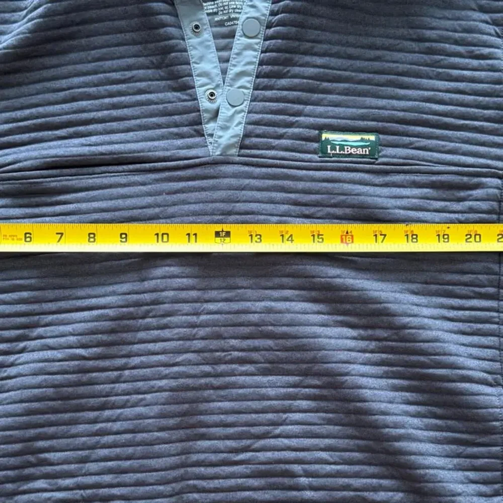 L.L.Bean Men’s XL Slightly Fitted Pullover Gray Snap Neck Quilted Sweater